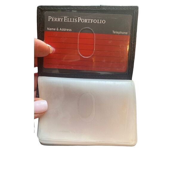 Perry Ellis Portfolio black Leather Passcase Style Foldover ID Flap 6 card slots - Picture 9 of 9